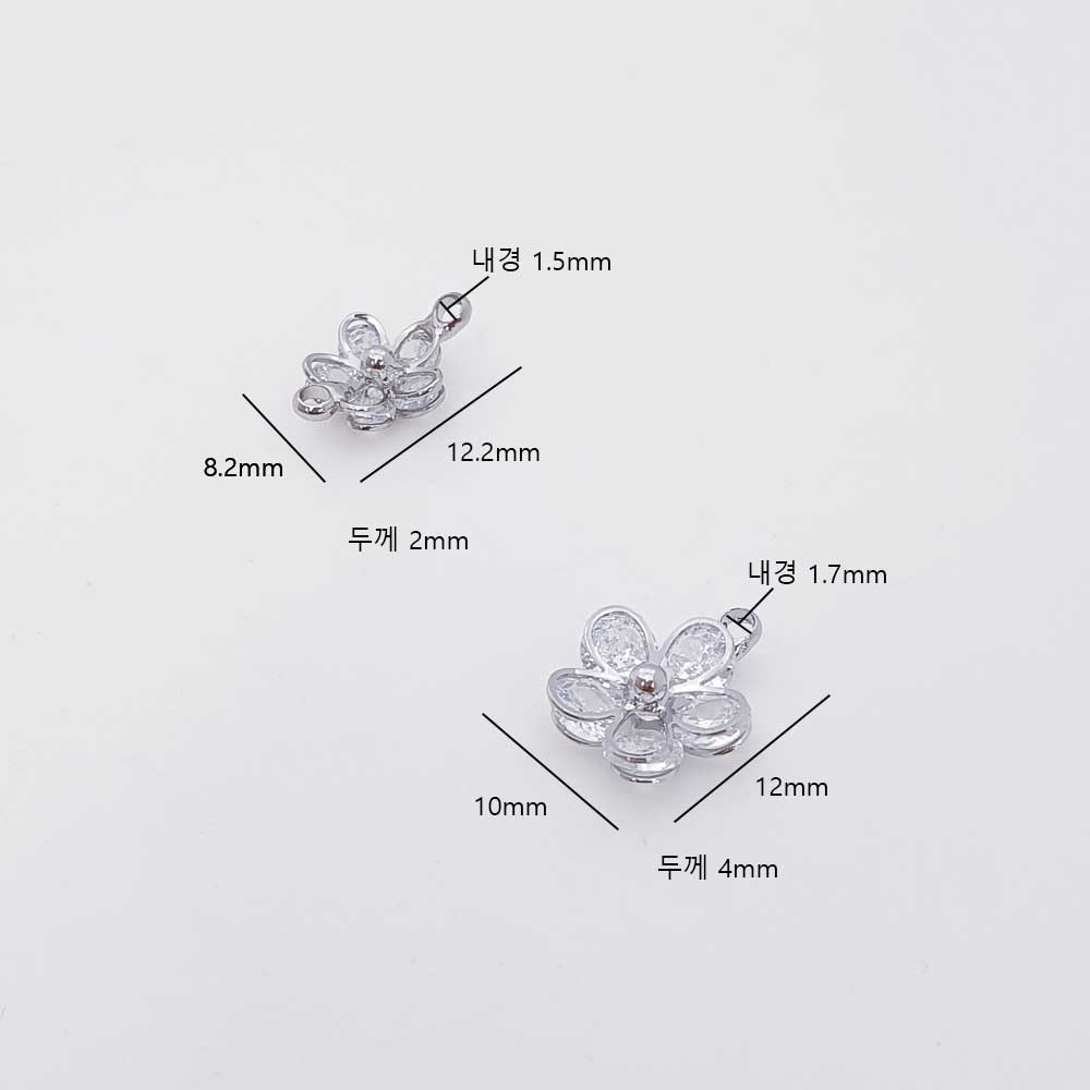 큐빅 꽃 라인 펜던트 (타입2) 귀걸이재료